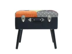 KERAVA - Tabouret Coffre Patchwork Style Valise -Electroménager Soldes banc bout de lit malle et coffre 9224259