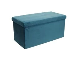 FLOY - Coffre Banc Pliable Velours Bleu Canard