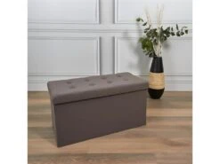 NORA - Coffre Banc Pliable Capitonné Coloris Gris -Electroménager Soldes banc bout de lit malle et coffre 9428239