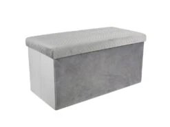FLOY - Coffre Banc Pliable Velours Gris Clair