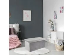 FLOY - Coffre Banc Pliable Velours Gris Clair -Electroménager Soldes banc bout de lit malle et coffre 9428785