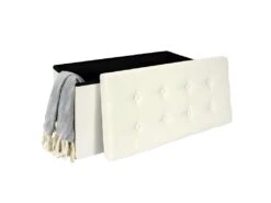 NORA - Coffre Banc Pliable Capitonné Coloris Beige -Electroménager Soldes banc bout de lit malle et coffre 9429019
