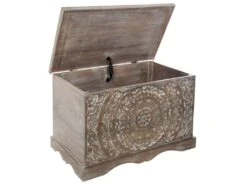 Coffre De Rangement En Bois De Manguier Sculpté -Electroménager Soldes banc bout de lit malle et coffre 9507391