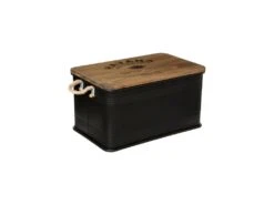 Set De 3 Malles En Métal Noir Et Bois Déco -Electroménager Soldes banc bout de lit malle et coffre 9507463