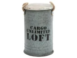 Lot De 3 Coffres Bidon En Métal Gris Alu Loft Rétro Factory -Electroménager Soldes banc bout de lit malle et coffre 9507791