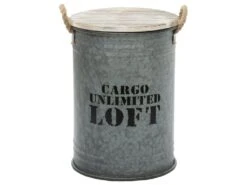 Lot De 3 Coffres Bidon En Métal Gris Alu Loft Rétro Factory -Electroménager Soldes banc bout de lit malle et coffre 9507793