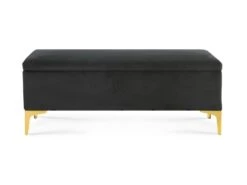 Banquette Coffre Chloé Velours Noir Pieds Or