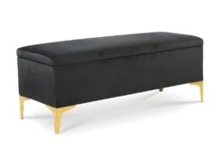 Banquette Coffre Chloé Velours Noir Pieds Or -Electroménager Soldes banc bout de lit malle et coffre 9873691