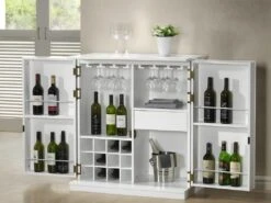 Meuble De Bar GORDON - Hévéa & MDF - Coloris Wengé -Electroménager Soldes bar 140477