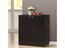 Meuble De Bar GORDON - Hévéa & MDF - Coloris Wengé -Electroménager Soldes bar 140478