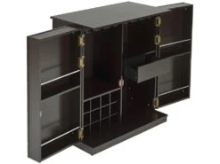 Meuble De Bar GORDON - Hévéa & MDF - Coloris Wengé -Electroménager Soldes bar 257989