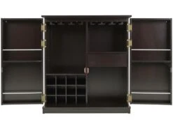 Meuble De Bar GORDON - Hévéa & MDF - Coloris Wengé -Electroménager Soldes bar 257991