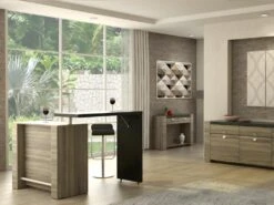 Meuble De Bar Pivotant METEORITE - 2 Portes & 2 Niches - MDF Plateau Effet Granite -Electroménager Soldes bar 267875