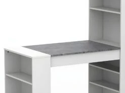 Meuble De Bar Avec Rangements - MDF - Effet Granite Et Blanc - SKARN -Electroménager Soldes bar 277709