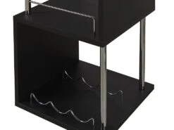 Meuble De Bar ALISETO - MDF & Métal Chromé - Noir -Electroménager Soldes bar 298897