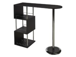 Meuble De Bar ALISETO - MDF & Métal Chromé - Noir -Electroménager Soldes bar 298901