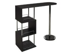 Meuble De Bar ALISETO - MDF & Métal Chromé - Noir -Electroménager Soldes bar 298903