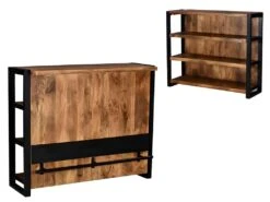 Meuble De Bar HARLEM - Bois De Manguier & Métal - Naturel