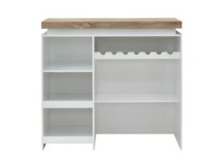 Meuble De Bar HALO II - MDF Laqué Blanc - LEDs - Blanc Et Chêne -Electroménager Soldes bar 399193