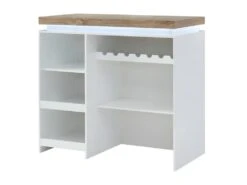 Meuble De Bar HALO II - MDF Laqué Blanc - LEDs - Blanc Et Chêne -Electroménager Soldes bar 399195