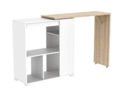 Meuble De Bar Pivotant Avec Rangements - Naturel Et Blanc - SATURNE 12 Meuble De Bar Pivotant Avec Rangements - Naturel Et Blanc - SATURNE -Electroménager Soldes bar 400051