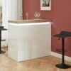 Meuble De Bar HALO II - MDF Laqué Blanc - LEDs - Blanc Et Chêne -Electroménager Soldes bar 418989