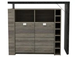 Meuble De Bar Pivotant METEORITE - 2 Portes & 2 Niches - MDF Plateau Effet Granite -Electroménager Soldes bar 423473