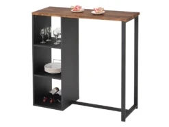 Ensemble "Mange Debout" : Meuble De Bar MORENA + 2 Tabourets De Bar CALAS - Noir Et Effet Noyer -Electroménager Soldes bar 428033
