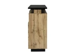 Meuble De Bar Pivotant - 2 Portes, 1 Tiroir Et 1 Niche - MDF - Naturel Et Noir - ELDIR -Electroménager Soldes bar 475875