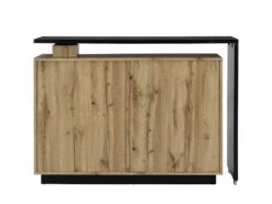 Meuble De Bar Pivotant - 2 Portes, 1 Tiroir Et 1 Niche - MDF - Naturel Et Noir - ELDIR -Electroménager Soldes bar 475877