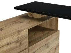 Meuble De Bar Pivotant - 2 Portes, 1 Tiroir Et 1 Niche - MDF - Naturel Et Noir - ELDIR -Electroménager Soldes bar 475885