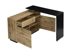 Meuble De Bar Pivotant - 2 Portes, 1 Tiroir Et 1 Niche - MDF - Naturel Et Noir - ELDIR -Electroménager Soldes bar 475887