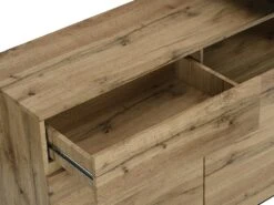 Meuble De Bar Pivotant - 2 Portes, 1 Tiroir Et 1 Niche - MDF - Naturel Et Noir - ELDIR -Electroménager Soldes bar 475891