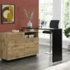 Meuble De Bar Pivotant - 2 Portes, 1 Tiroir Et 1 Niche - MDF - Naturel Et Noir - ELDIR -Electroménager Soldes bar 475907