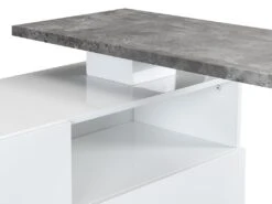 Meuble De Bar Pivotant - 2 Portes, 1 Tiroir Et 1 Niche - MDF - Blanc Laqué Et Béton - ELDIR -Electroménager Soldes bar 480889