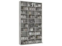 Etagère Range Cd/dvd 102 X 178 X 16 Cm (LxHxP) Béton Gris Marbré Blanc