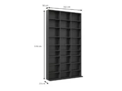 Etagère Range Cd/dvd 102 X 178 X 16 Cm (LxHxP) Béton Gris Marbré Blanc -Electroménager Soldes bibliotheque vitrine et etagere 9877769