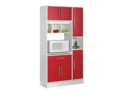 Buffet De Cuisine MADY - 5 Portes & 1 Tiroir - Coloris Rouge -Electroménager Soldes buffet de cuisine 246587