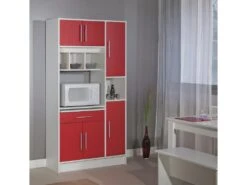Buffet De Cuisine MADY - 5 Portes & 1 Tiroir - Coloris Rouge -Electroménager Soldes buffet de cuisine 248585