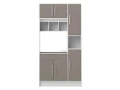 Buffet De Cuisine MADY - 5 Portes & 1 Tiroir - Coloris Gris -Electroménager Soldes buffet de cuisine 282765