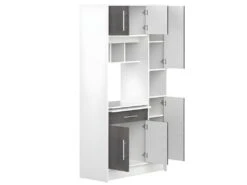 Buffet De Cuisine MADY - 5 Portes & 1 Tiroir - Coloris Blanc Béton -Electroménager Soldes buffet de cuisine 376497