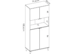 Buffet De Cuisine WAJDI - 4 Portes Et 1 Niche - Blanc Et Chêne -Electroménager Soldes buffet de cuisine 437329