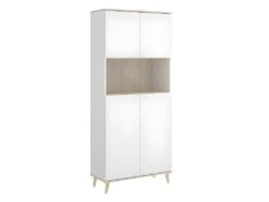 Buffet De Cuisine WAJDI - 4 Portes Et 1 Niche - Blanc Et Chêne -Electroménager Soldes buffet de cuisine 437331