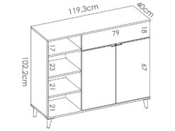 Buffet De Cuisine WAJDI - 2 Portes, 1 Tiroir Et 4 Niches - Blanc Et Chêne -Electroménager Soldes buffet de cuisine 437345