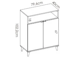 Buffet De Cuisine WAJDI - 2 Portes Et 1 Niche - Blanc Et Chêne -Electroménager Soldes buffet de cuisine 437371