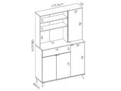 Buffet De Cuisine WAJDI - 4 Portes, 1 Tiroir Et 3 Niches - Blanc Et Chêne -Electroménager Soldes buffet de cuisine 437379