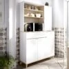 Buffet De Cuisine WAJDI - 4 Portes, 1 Tiroir Et 3 Niches - Blanc Et Chêne -Electroménager Soldes buffet de cuisine 437787