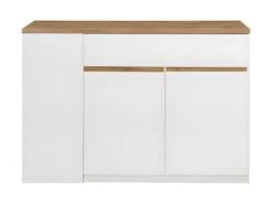 Ilot Central De Cuisine Avec Rangements - Blanc Et Naturel - MEILI -Electroménager Soldes buffet de cuisine 485217