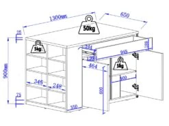 Ilot Central De Cuisine Avec Rangements - Blanc Et Naturel - MEILI -Electroménager Soldes buffet de cuisine 485233