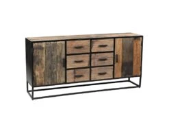TANETOA - Buffet 2 Portes 6 Tiroirs En Teck Recyclé Et Métal